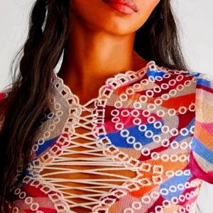 Free people sheer bell sleeve top.